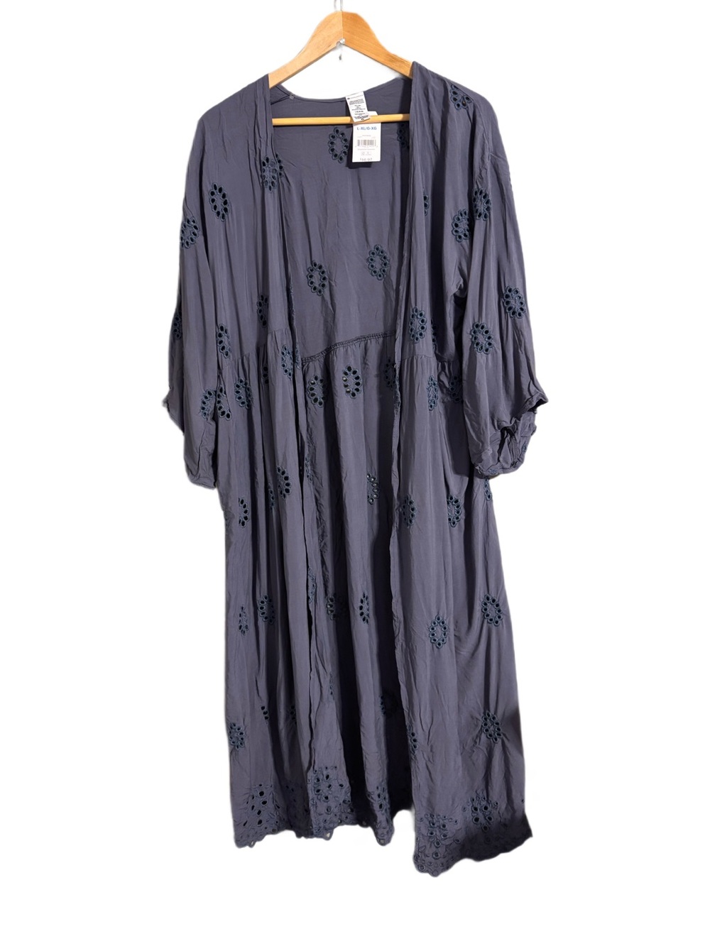 New Time & Tru Open Front Purple/Blue Boho Eyelet Swim Gorgeous Coverup Sz L/XL